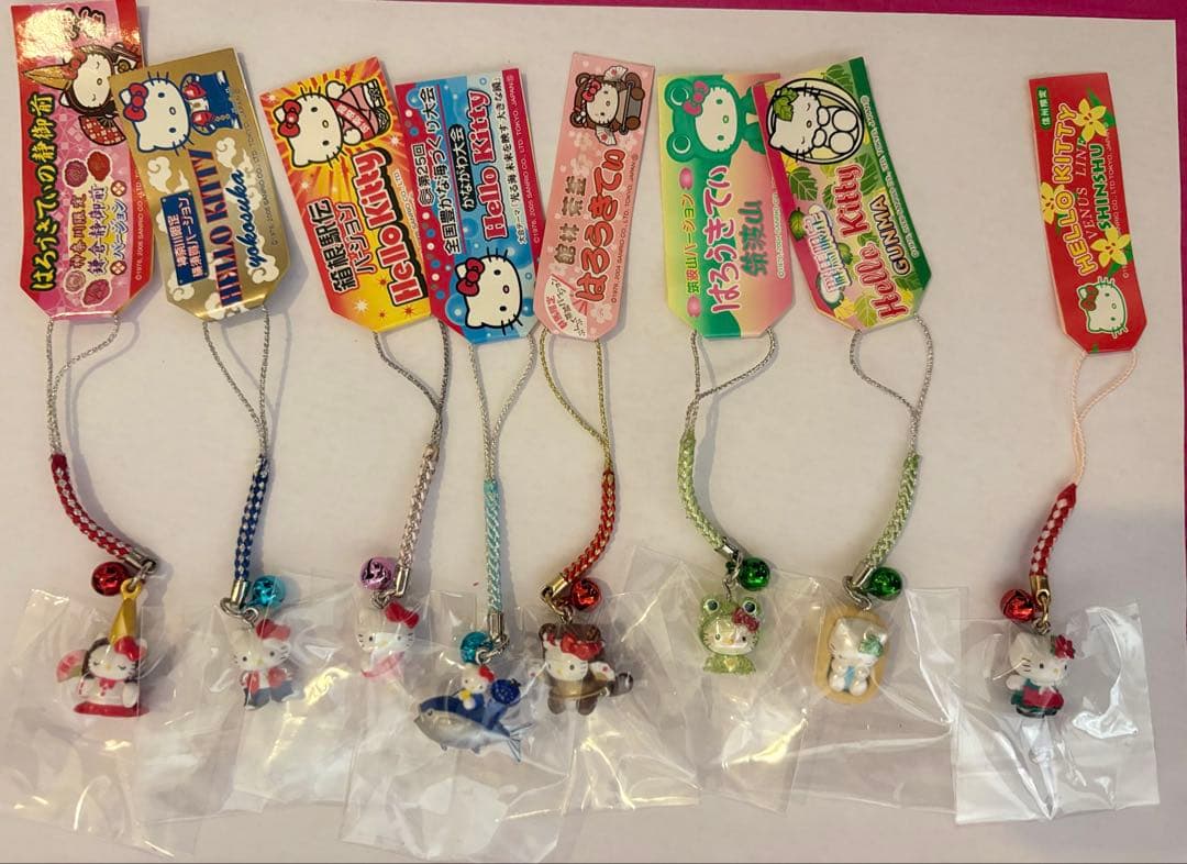 ハローキティ　ご当地限定　ストラップ　根付　神奈川　群馬　茨城　信州