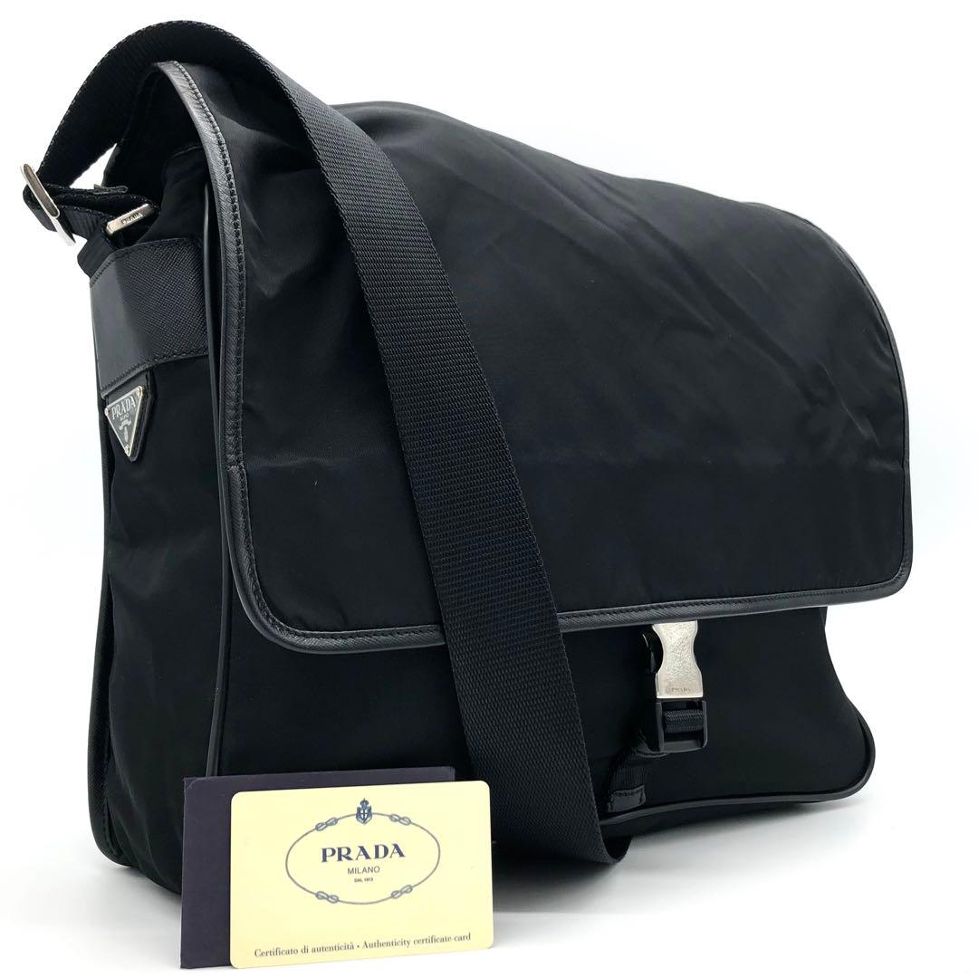【極上美品・使用感少ない✨】プラダ　メッセンジャーバッグ　サフィアーノ　ナイロン PRADA】プラダ『ナイロン×サフィアーノレザー ミニバッグ』1DH058