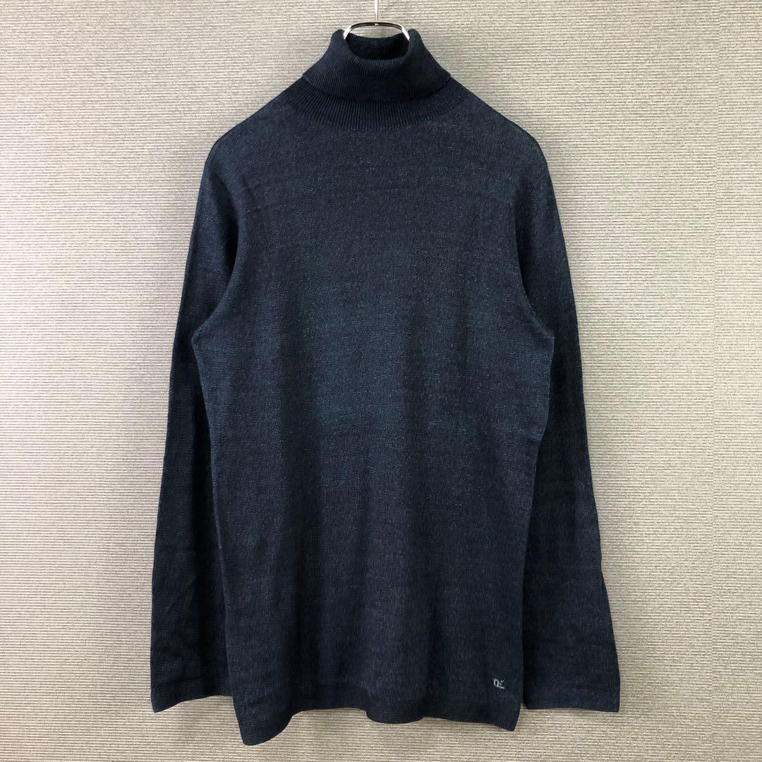 45R ホール超ガーゼの908タートル タートルネックニット インディゴ
