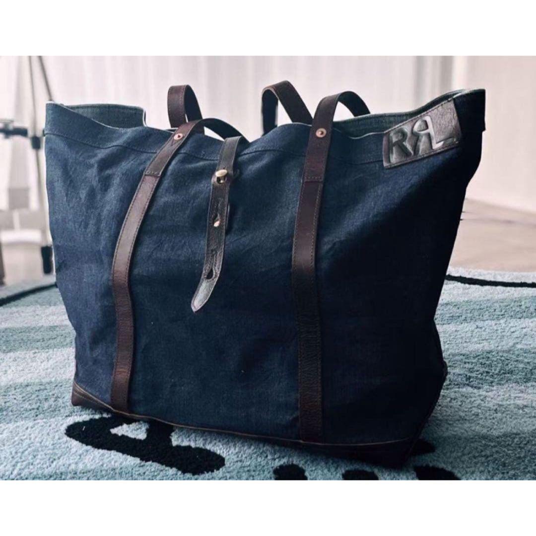 RRL ダブルアールエル　レザートリム デニム トート ダークブラウン