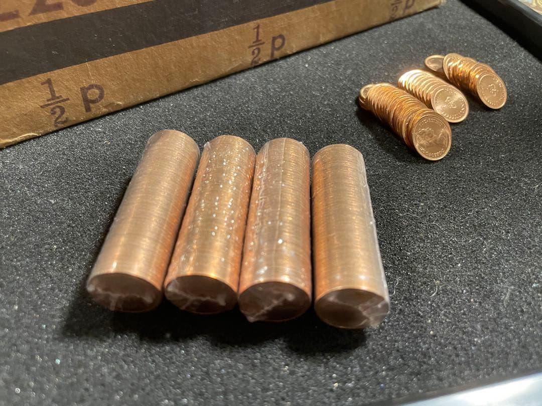 【未流通】1971年　ハーフペニー貨50枚　4ロール