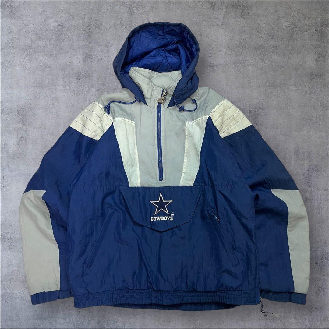 90s STARTER NFL カウボーイズ 中綿 アノラックパーカー 刺繍ロゴ 90年代 STARTER スターター プルオーバー ナイロンジャケット NFL