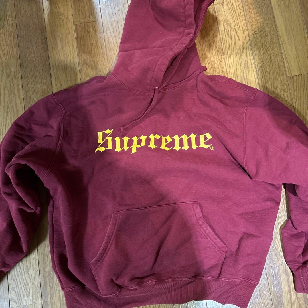 Supreme バーガンディ フード付きパーカー