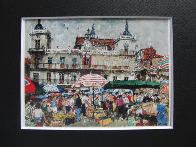 児玉 幸雄【レオンの朝市】、希少画集画、状態良好、新品高級額装付