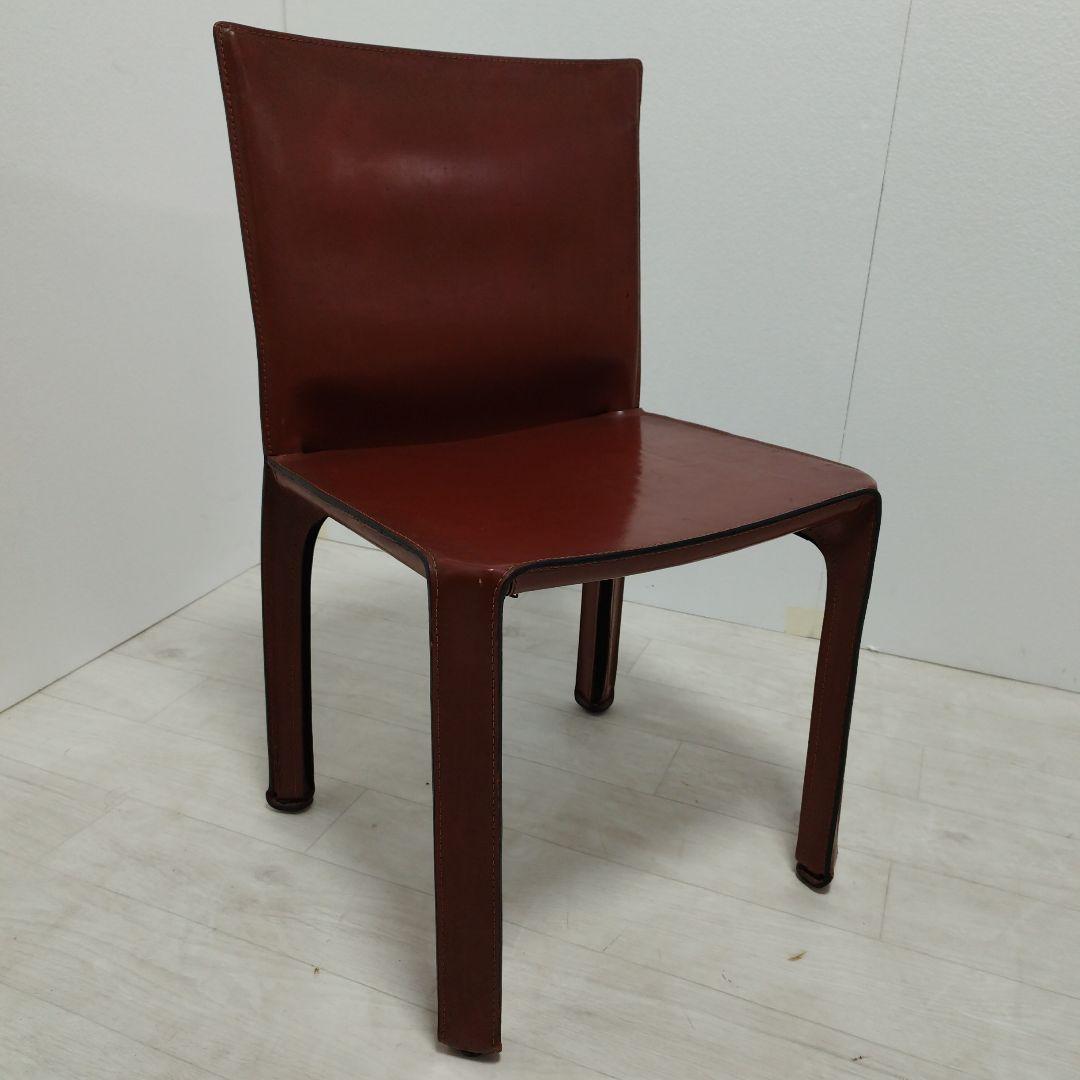 【引き取り歓迎】赤茶 レザーチェア アームレス モダン 家具 椅子