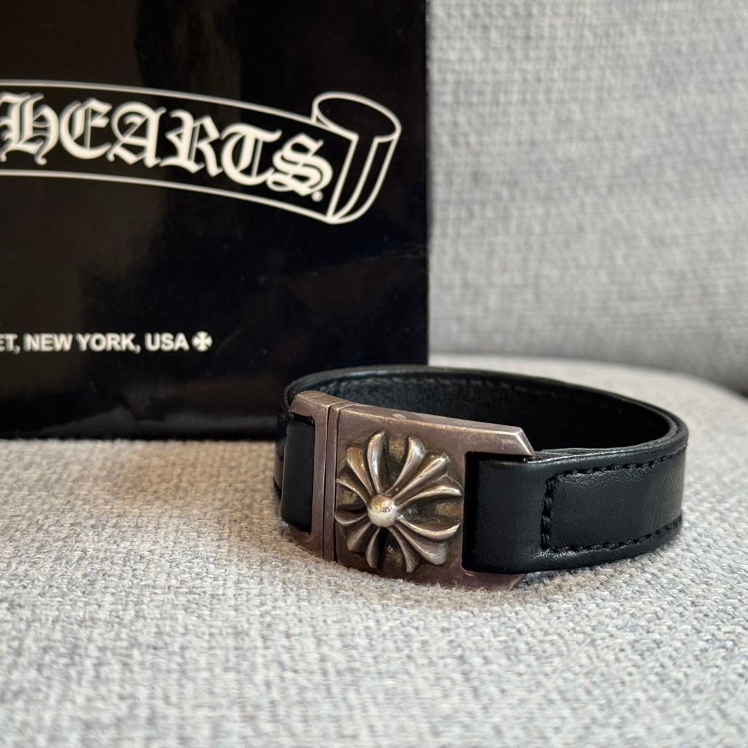 正規品◎Chrome Hearts◎クロムハーツ◎ブラックレザーブレス