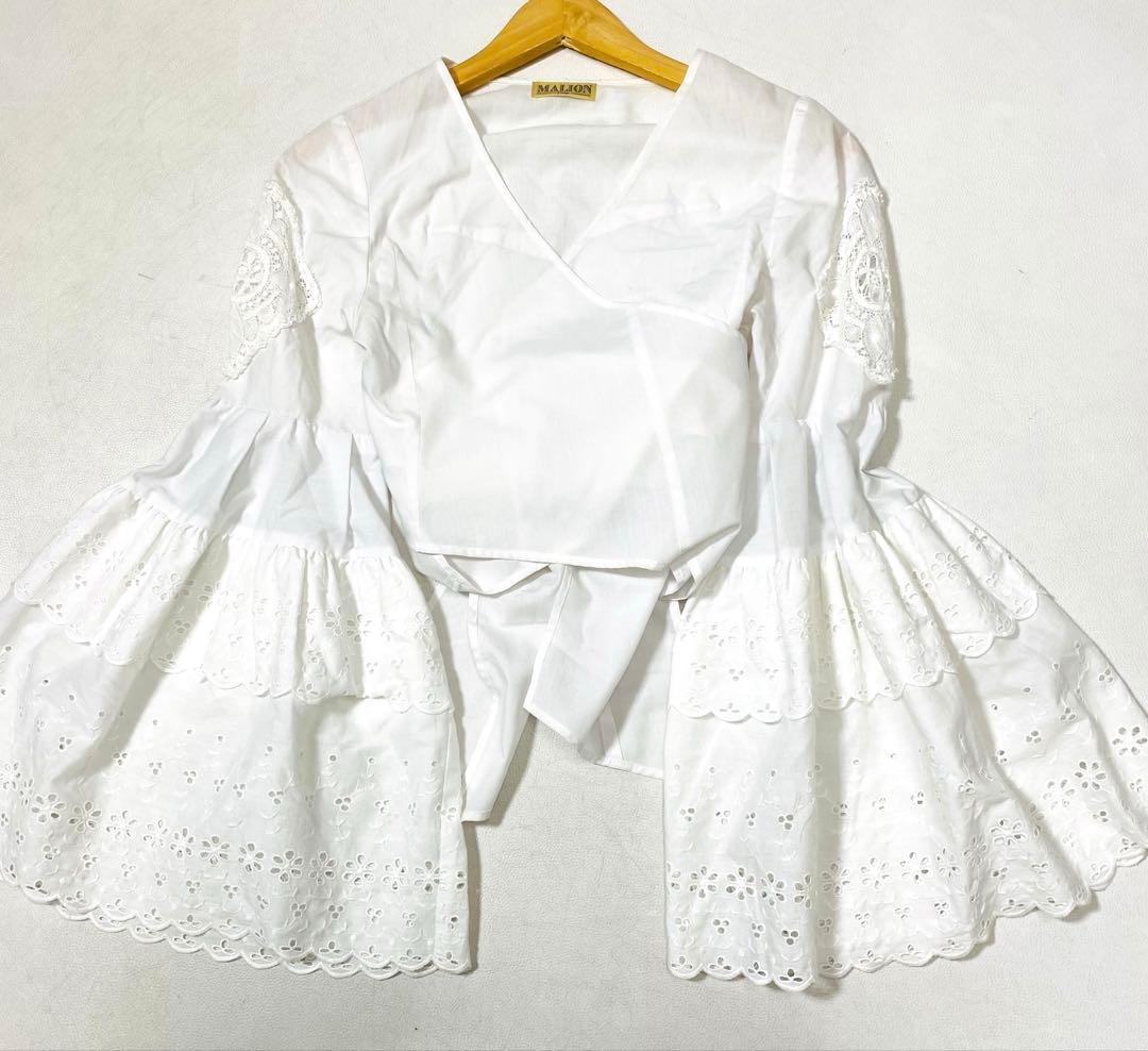 MALION vintage レース袖 カシュクールブラウス 中古・古着通販】MALION VINTAGE (マリオンヴィンテージ) クロシェ