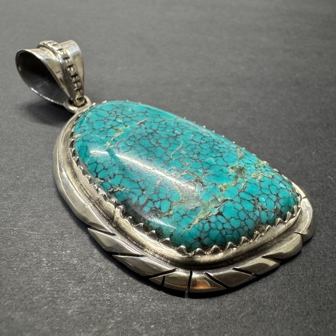 【80年代 巨大 ターコイズマウンテン】ネックレストップ パイロットマウンテンターコイズ ペンダント パイロットマウンテン