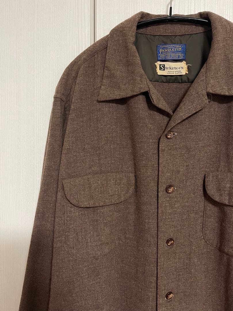 Pendleton 60s 無地 ボードシャツ ブラウン XL Pendleton 60s 無地 ボードシャツ ブラウン XL