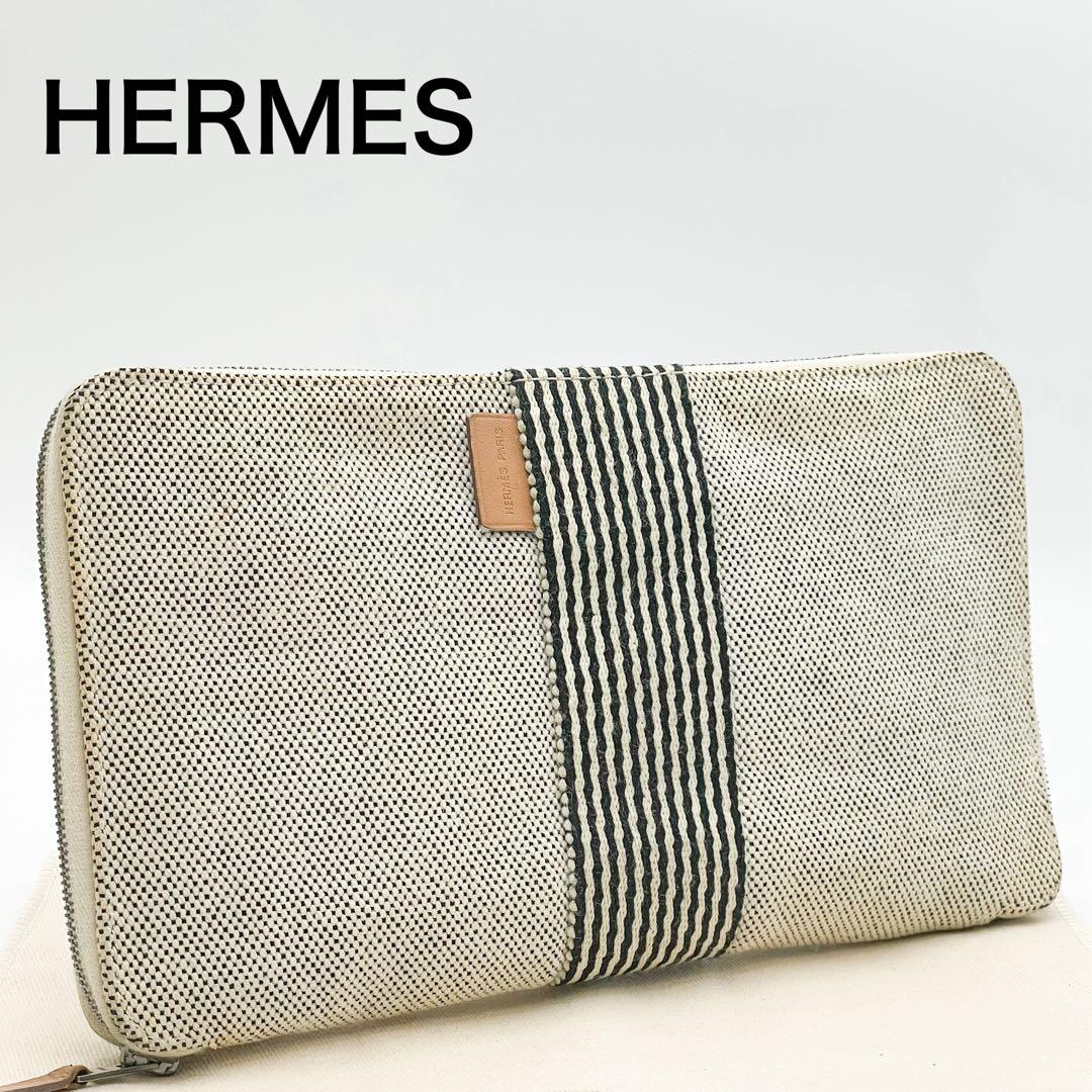 エルメス パース GM キャンバス 長財布 ニューフールトゥ エールライン