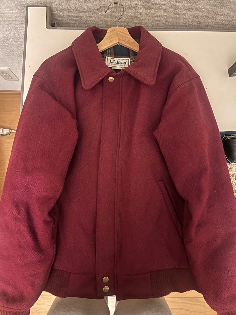 llbean 80s ウールジャケット　ワインレッド 裏地チェック　USA製
