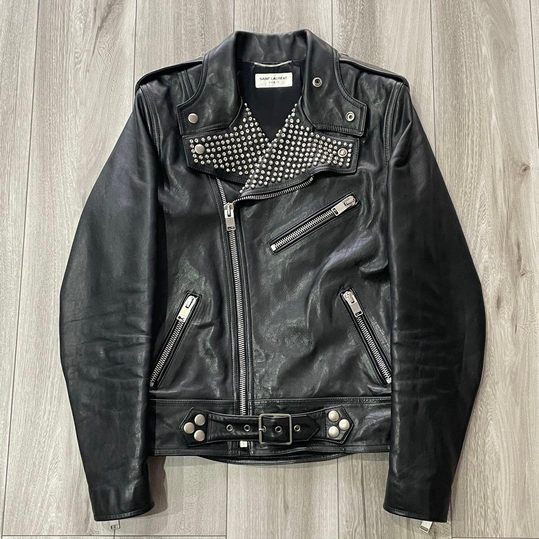 サンローランパリ 14AW スタッズダブルライダース エディ期 44 牛革