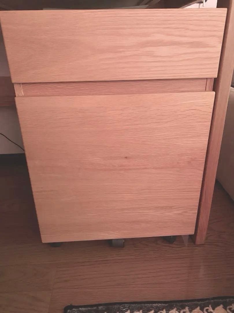 無印良品 オーク無垢材デスクキャビネット（ワイド引出２段）