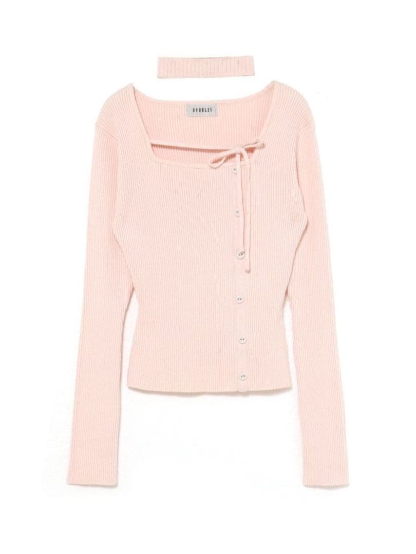 BUBBLES チョーカーボタンニットトップス　pink