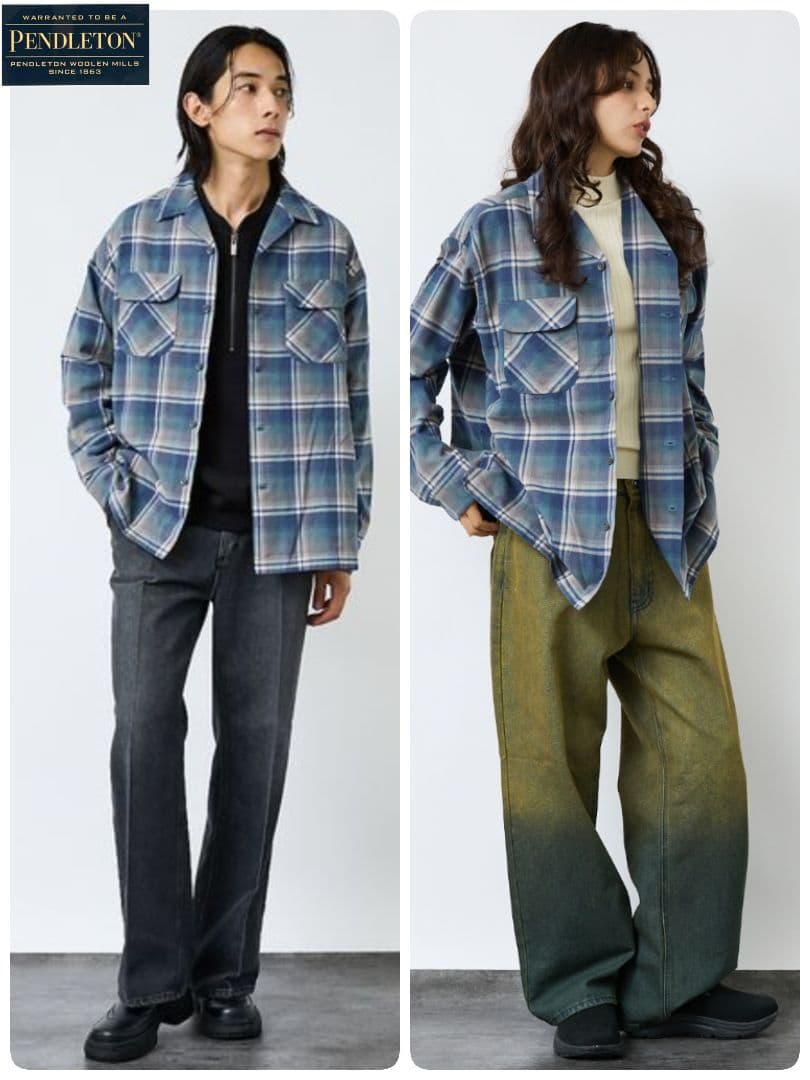 【ペンドルトン】ベイフロー　オンブレチェック　ボードシャツ　アメカジ　古着 美品 ペンドルトン オンブレ チェック ウール 長袖 ボードシャツ 黒