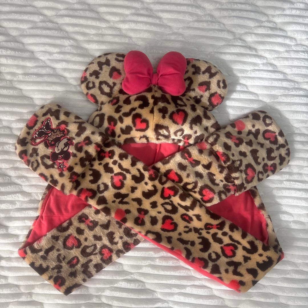 ミニーちゃんヒョウ柄マフラーキャップ - メルカリ