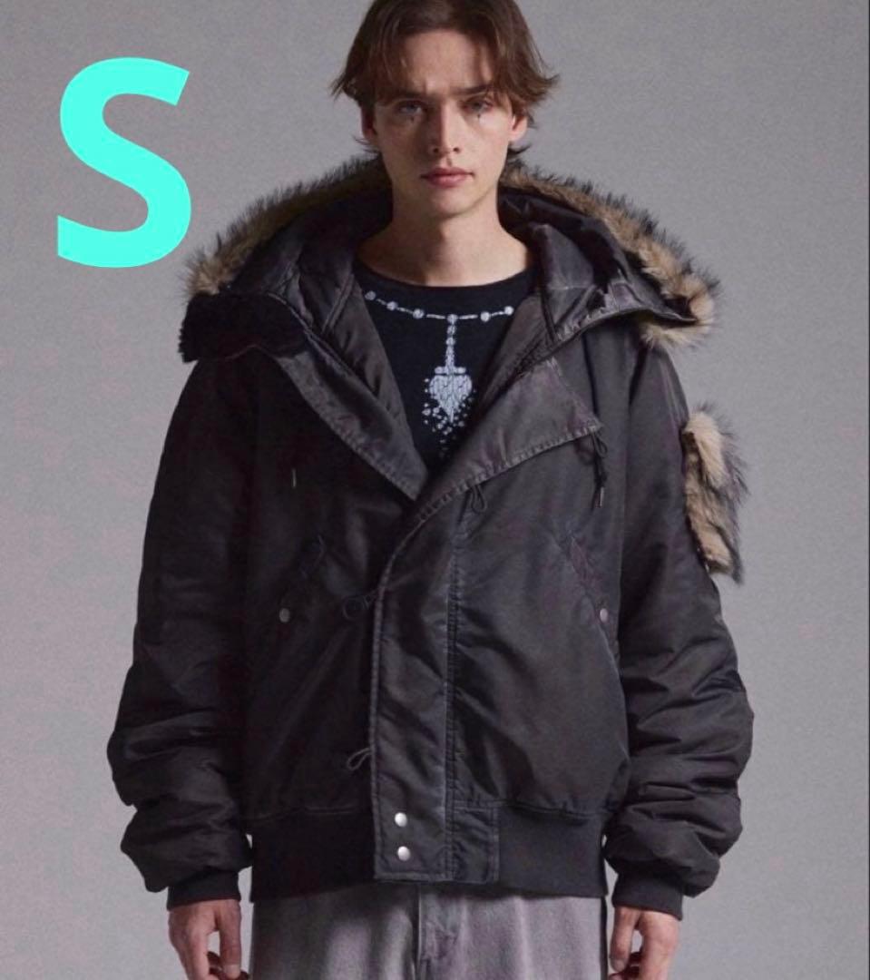 GRANCY ファーポケットデザインフェードN2Bジャケット　ブラック　Sサイズ