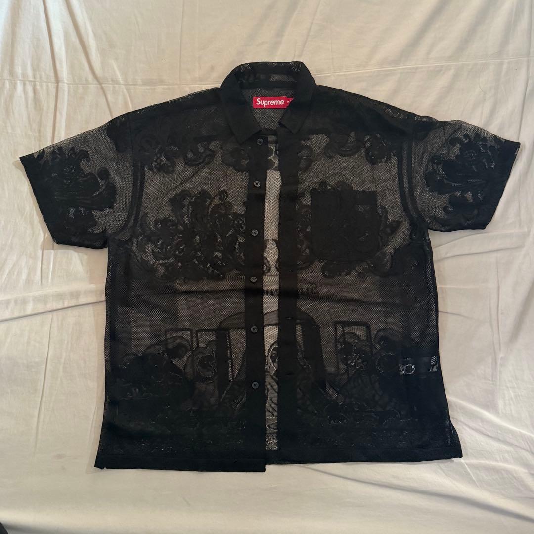 Supreme メッシュ 半袖シャツ ブラック　最後の晩餐　アート　美術　レア