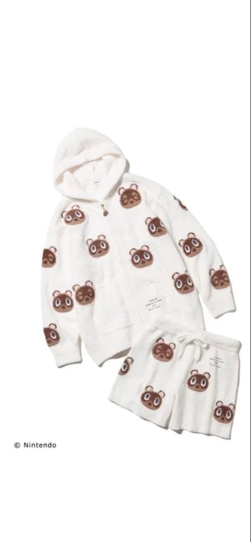 ジェラートピケ　どうぶつの森 つぶまめジャガードパーカー&ショートパンツSET キッズ】つぶまめジャガードプルオーバー&ロングパンツセット