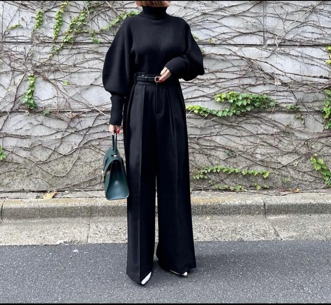 Cygne美品タートルニット コクーンスリーブ ブラック 黒