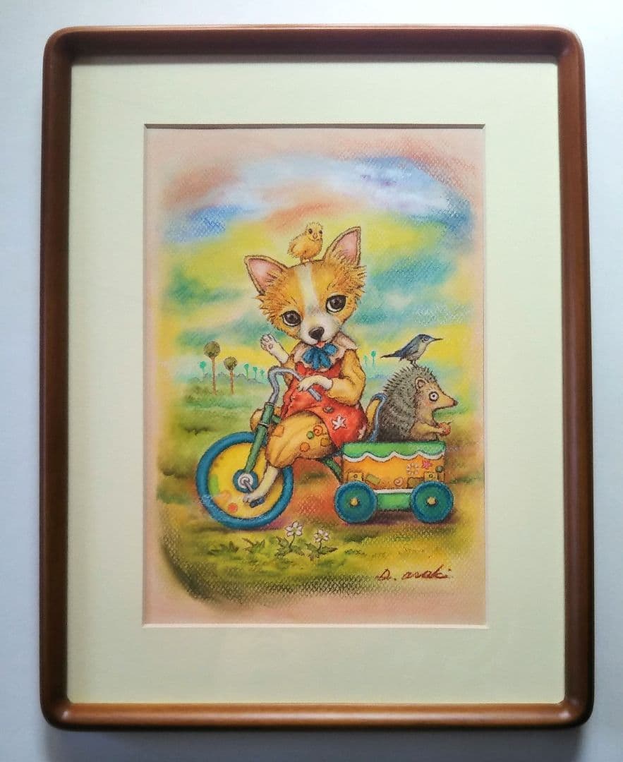 ✨特別価格【原画】『ジョルジュ西へ』（チワワ　パステル画　動物画　風景画）