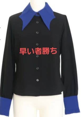 モワティエ　新品　蝙蝠ブラウス 長袖 黒青