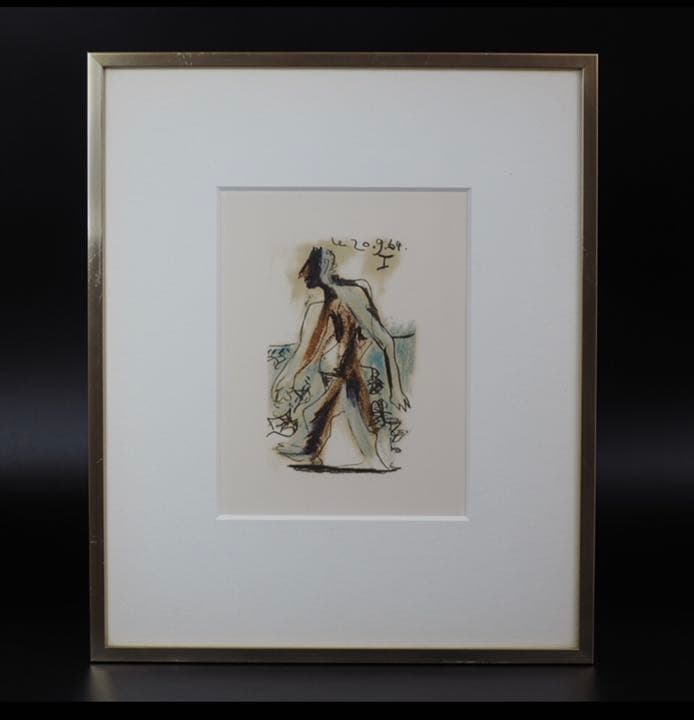 送料無料　ピカソ版画　1964年作品 画寸17×10.5ｃｍ