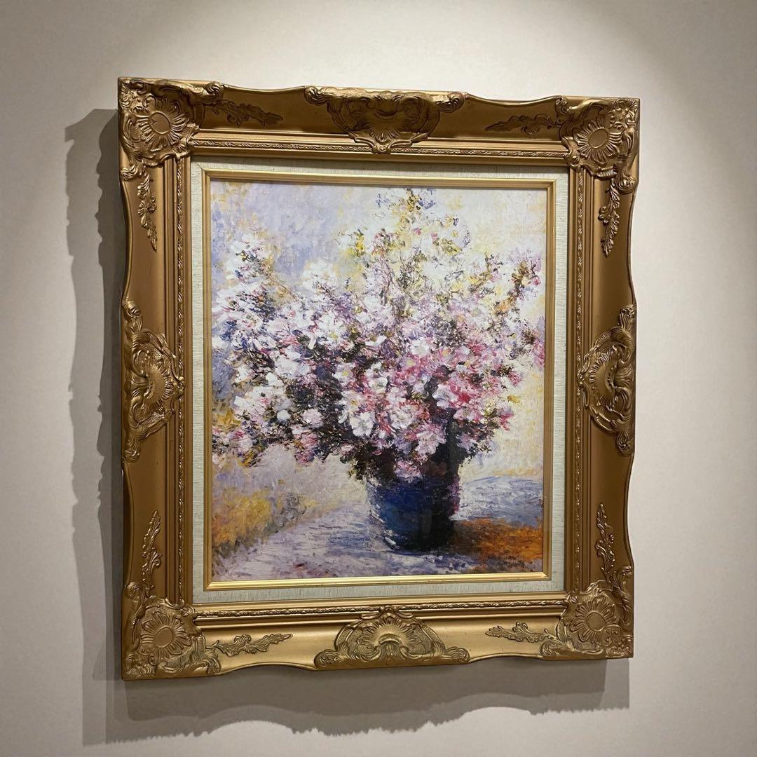 【特価品‼︎】モネ　花瓶の花　絵画　油絵　複製画 モネ 「花瓶の花」 4号 立体複製名画 【5％ポイント還元中】 : アート