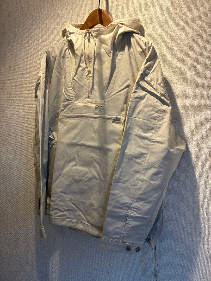 J.CREW 2トーンアノラックパーカー L グレージュxホワイト NOS