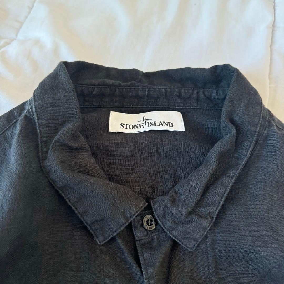 STONE ISLAND ストーンアイランド 刺繍ロゴ リネン シャツ