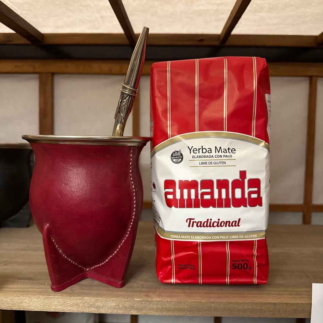 マテ壺、ボンビージャ、マテ茶葉3点セット