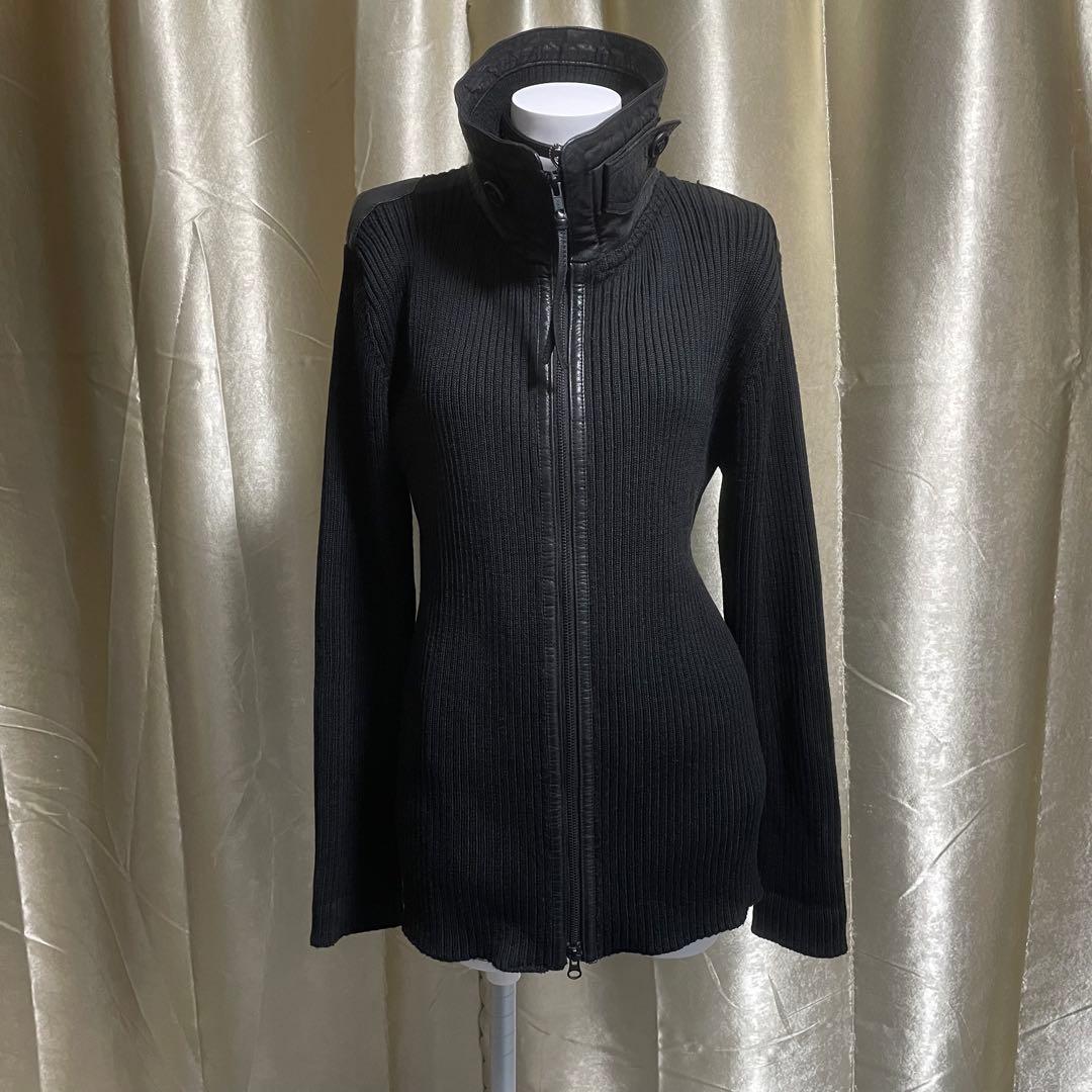 ミリタリージャケット ニット 山羊革 ダークコア y2k