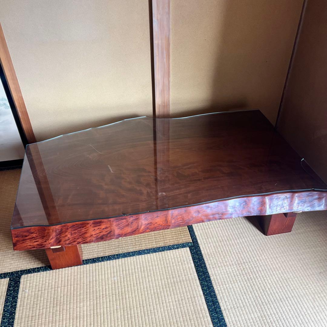 9/30まで！ 配送 設置費込み！ 天然木一枚板　座卓　ガラストップあり