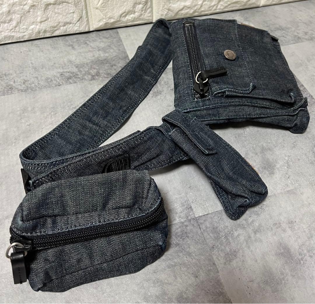 バーバリー ウエストポーチ デニム ウエストポーチ 3連