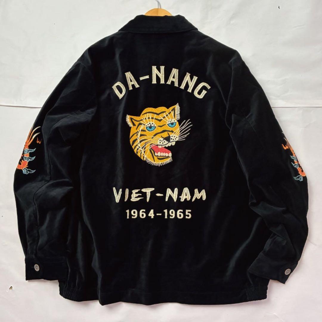 HOUSTON ヒューストン ベトジャン スカジャン 別珍 ベロア 虎刺繍 XL