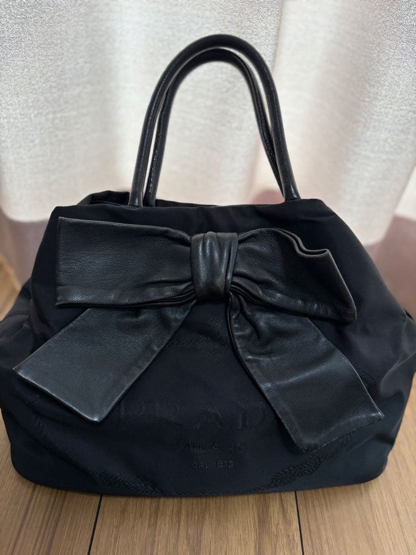 PRADA ナイロン　レザーリボン　2way
