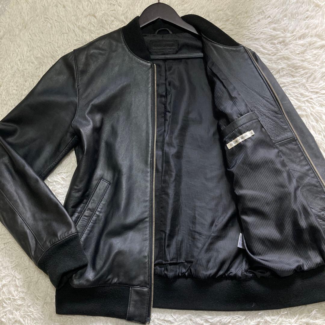 ハウスオブブルース MA-1 レザージャケット L 羊革 ブラック ライダース