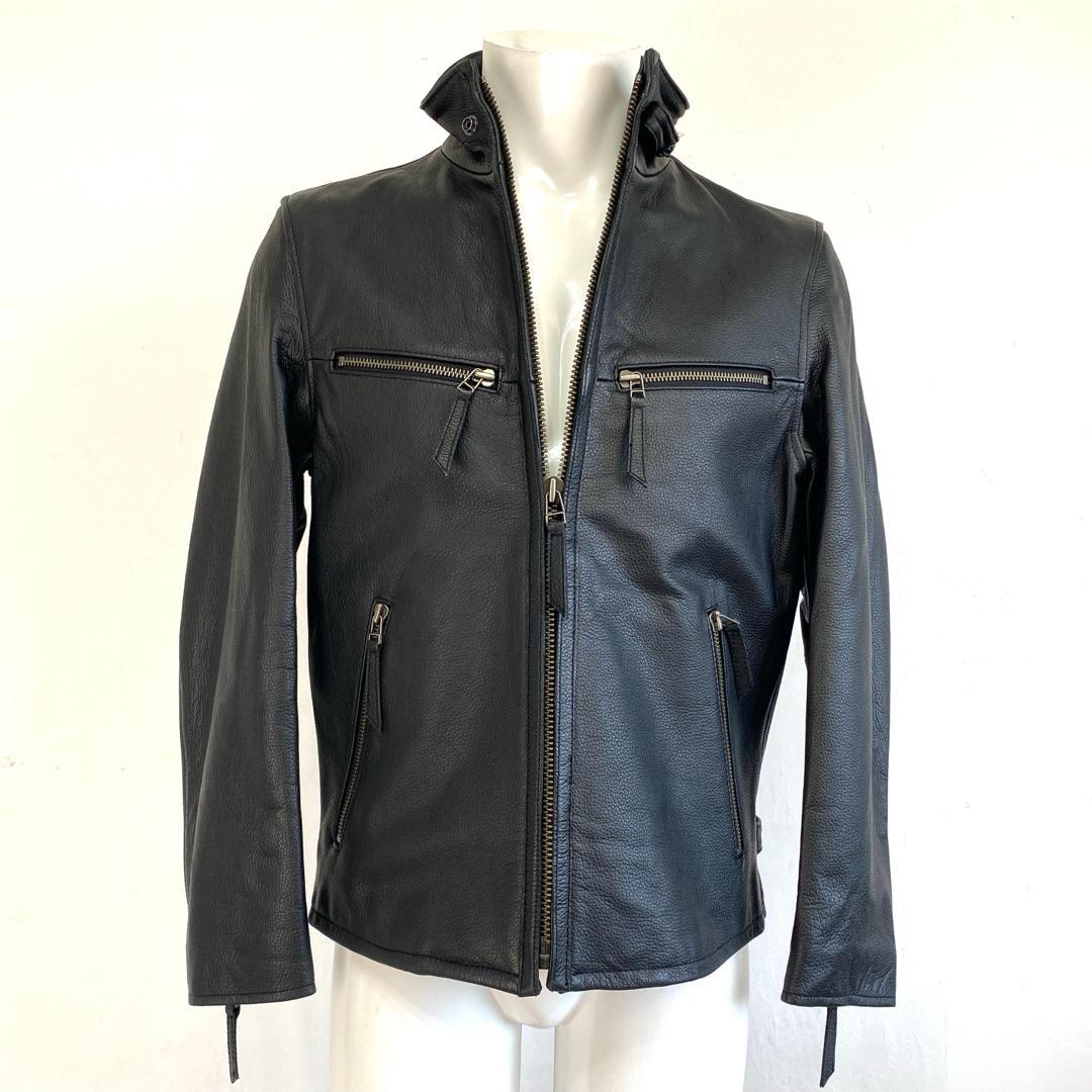 【即日発送】ブラック シングルライダース L レザージャケット 牛革 黒 メンズ