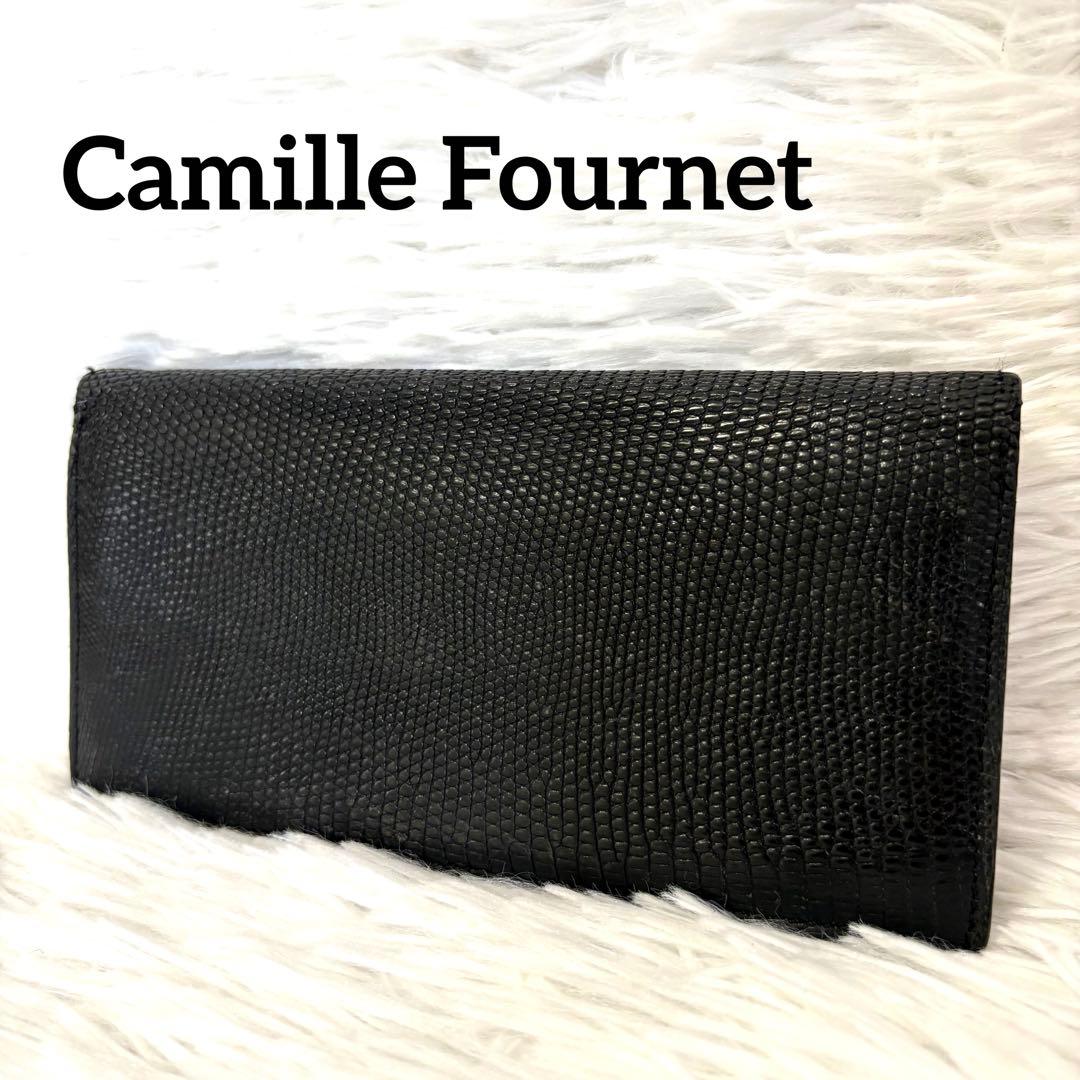 Camille Fournet 良品✨リザード レザー 長財布 二つ折り財布 黒