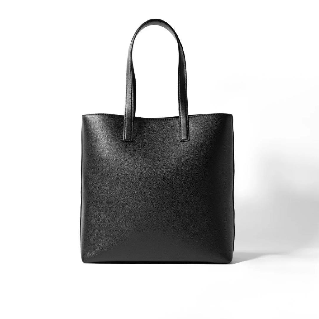 aucentic イタリアンレザー カジュアル トート ミディアム ブラック