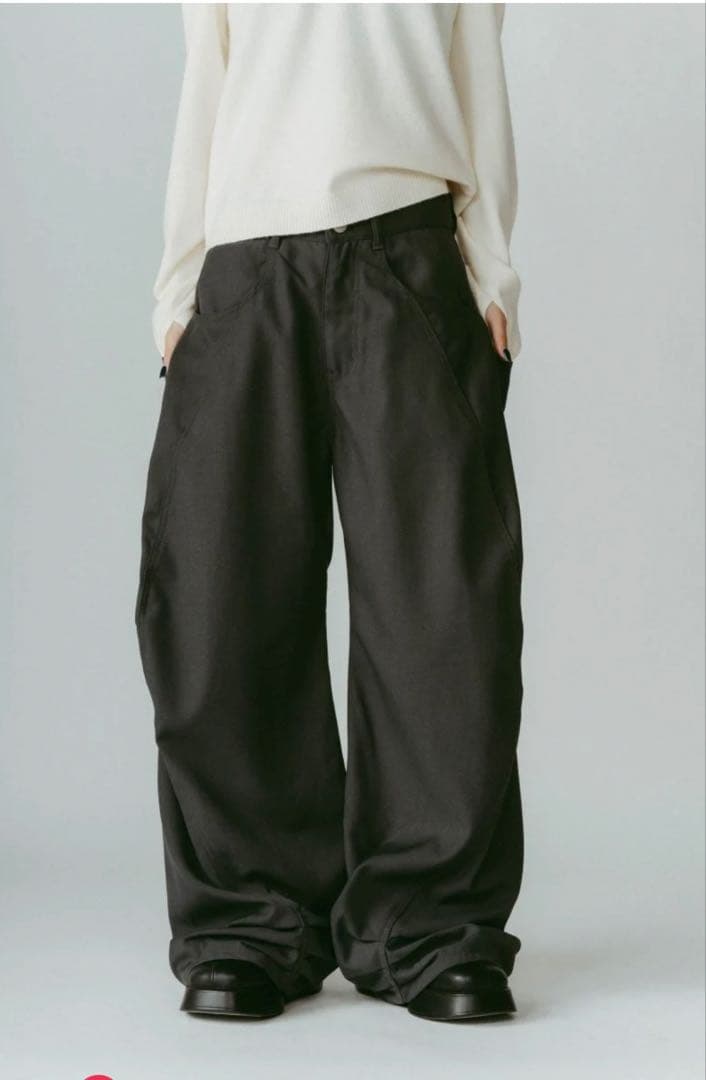 パンツ tuck design denim pants/gray