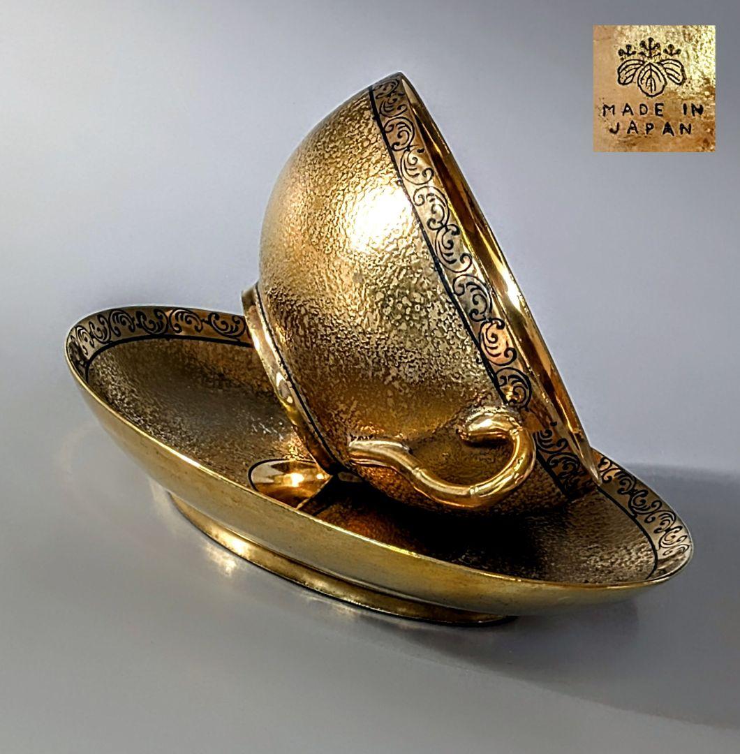 オールドニッポン 大銘品! 金彩エッチング クサラシ技法 カップ＆ソーサー