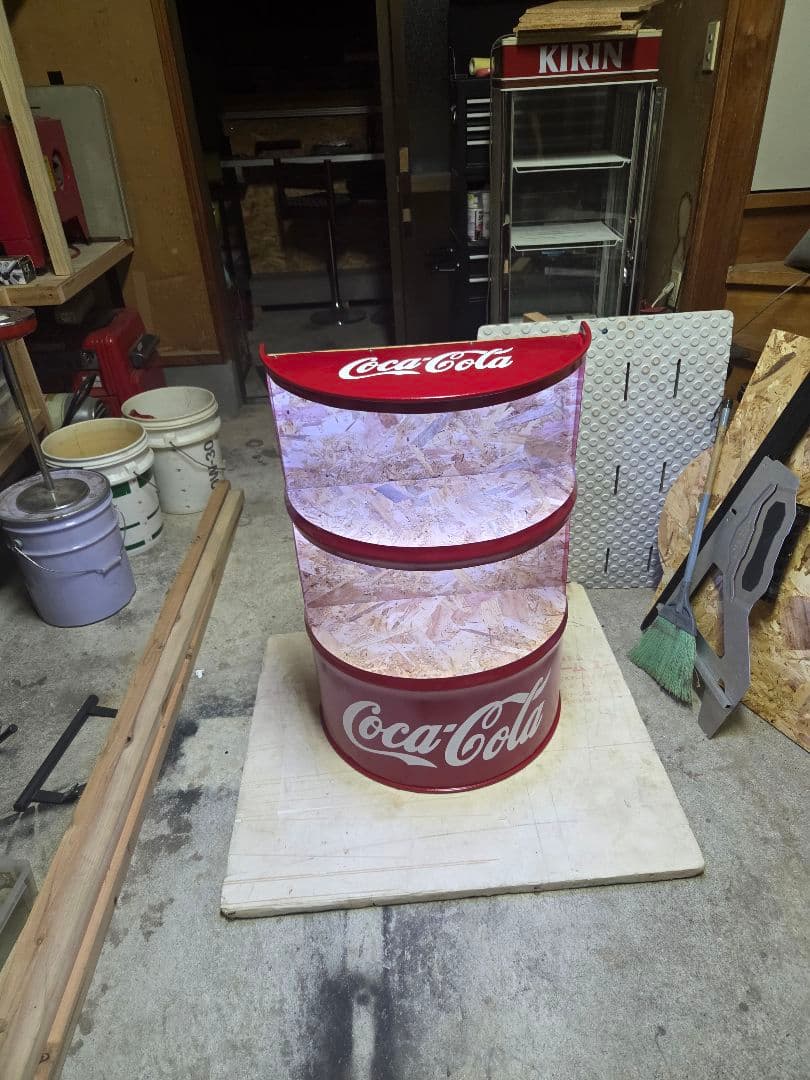 ドラム缶リメイク棚LED照明付き