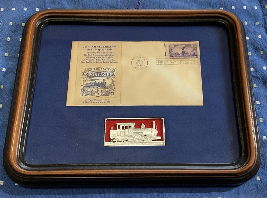 1944年 米国初日カバー 額装 Franklin Mint系 汽車銀色