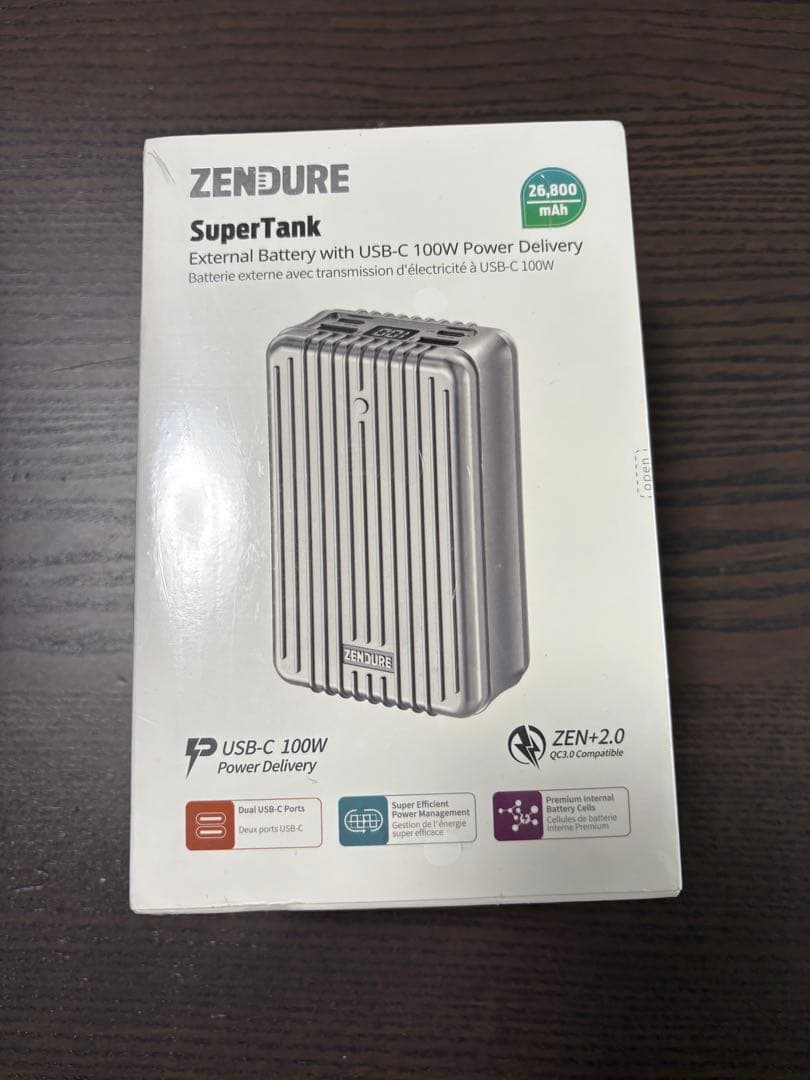 未開封ZENDURE SuperTankPL 26,800mAh ZDA8PDP Zendure SuperTank Large Capacity 26800mAh Power Delivery 100W