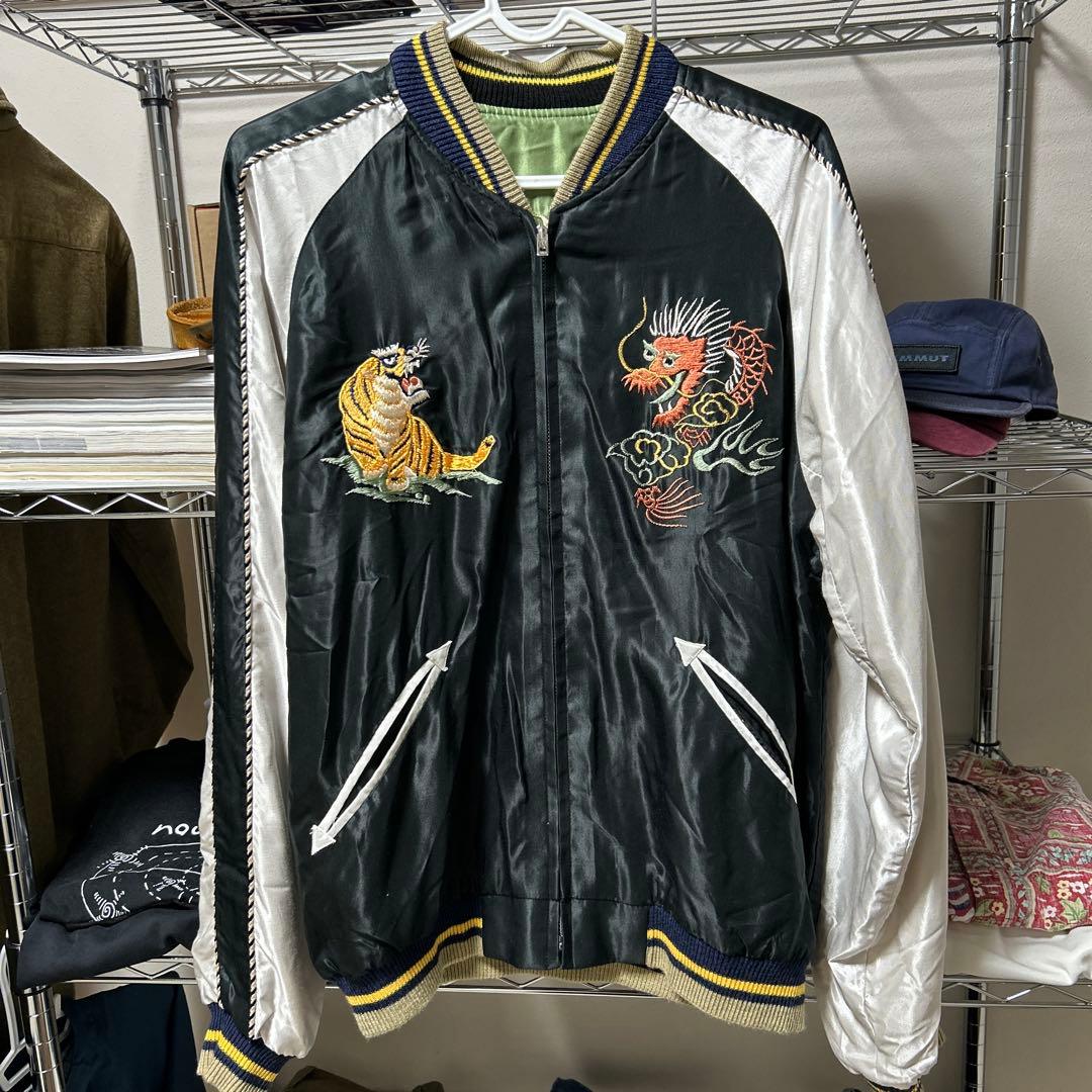 テーラー東洋 リバーシブル スカジャン アセテート　鷹　虎　龍 テーラー東洋 TAILOR東洋 リバーシブル スカジャン TT15491-119 WHITE