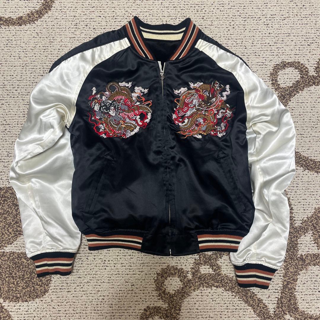 爆裂爛漫娘 スカジャン 別珍 ベロア リバーシブル 刺繍 ブラック