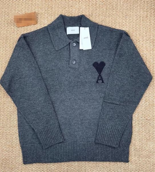 AMI PARIS ハート刺繍 セーター 男女兼用 秋冬ニット L
