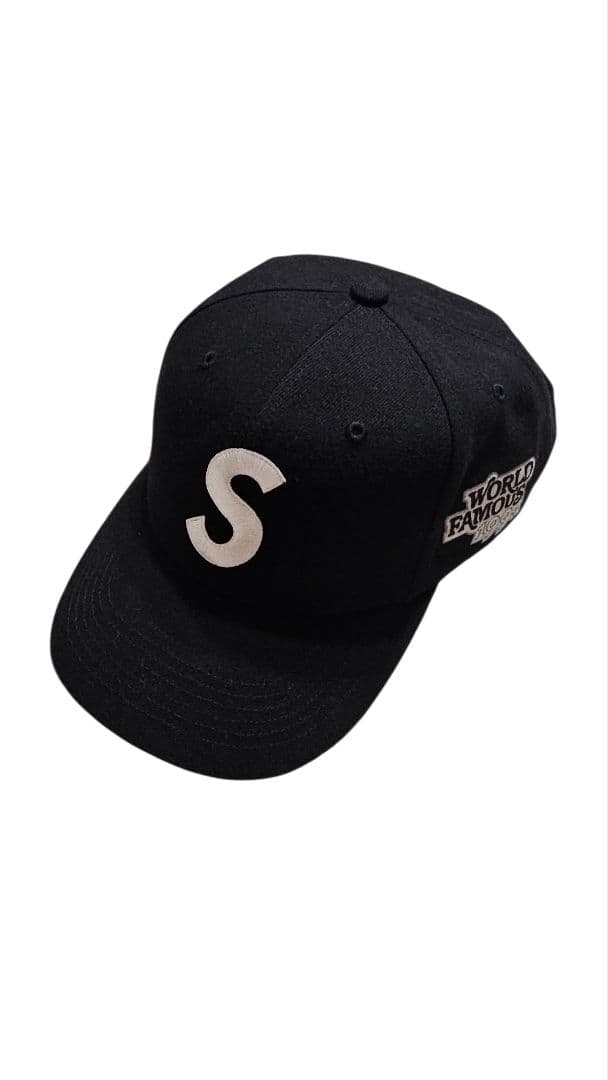 supreme world famous s logo 6-panel　ブラック