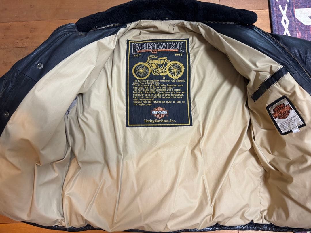 y*6様 Harley-Davidson ボア襟付きレザーダウンジャケット - メルカリ